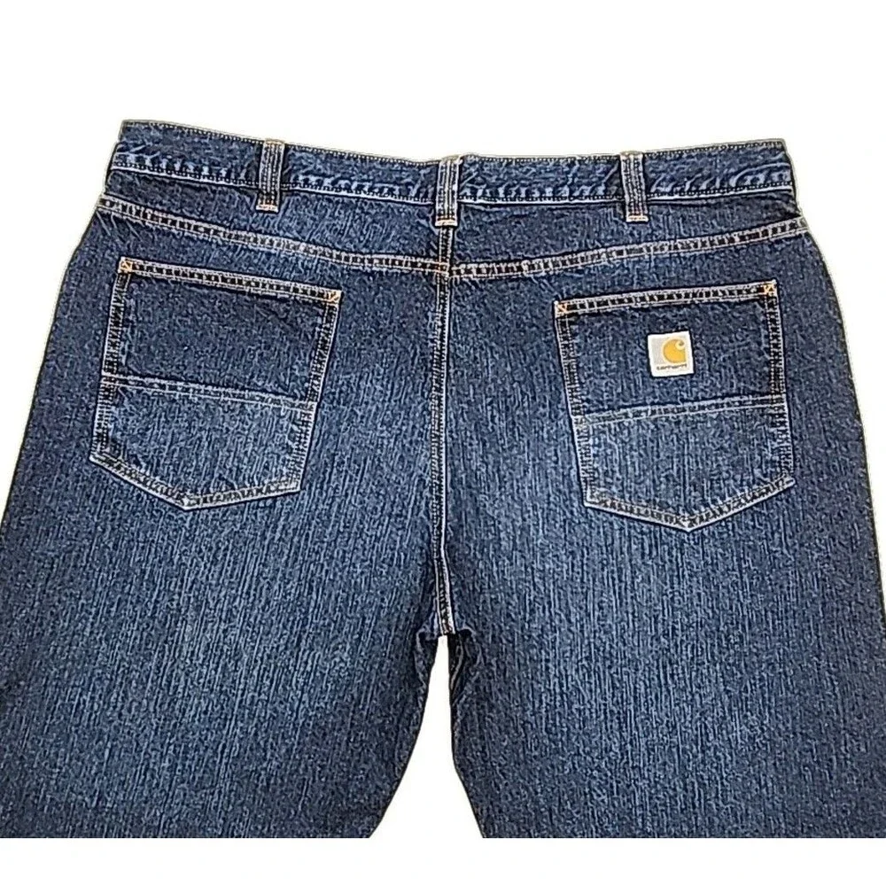 Carhartt Jeans Men Size 42 x 30 Relaxed Fit Dark Wash Cotton Blue Denim BD5119